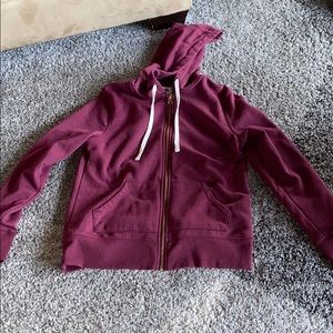 Burgundy old navy zip up jacket with hood